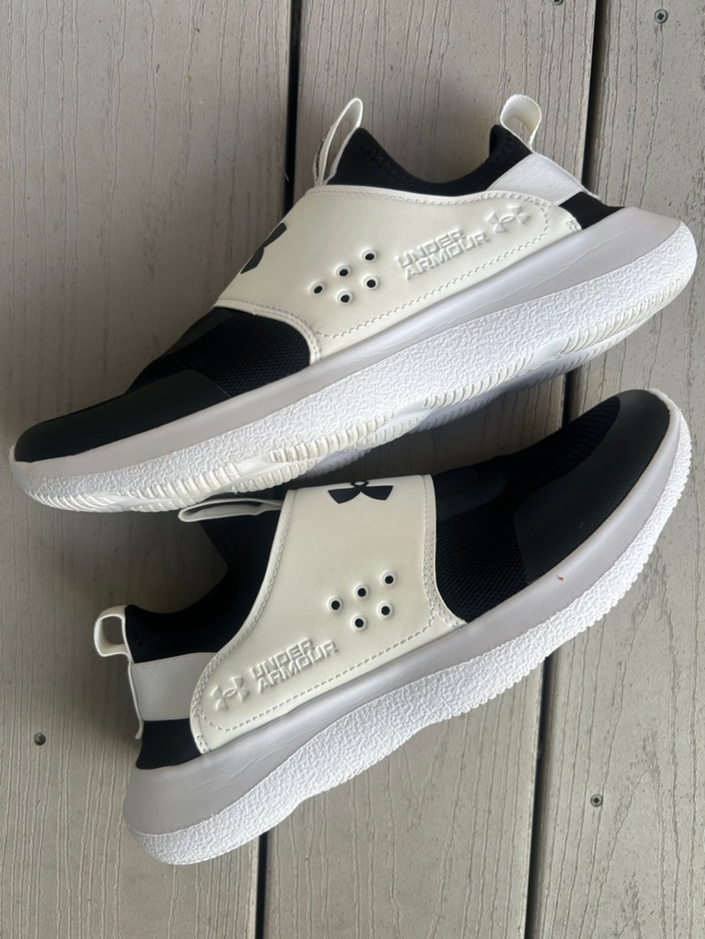 Under Armour MENS Black and White Slip-On Athletic Shoes - Picture 5 of 5